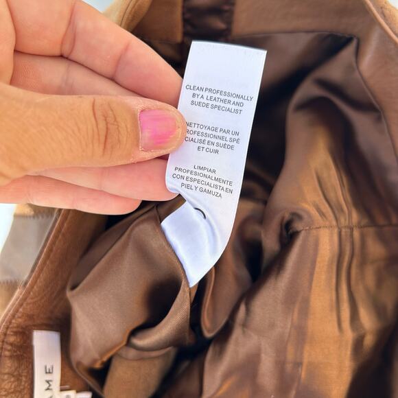 Frame Patchwork Mini Skirt Saddle Suede Leather Brown Tan Shirt Size 29 - Picture 10 of 12